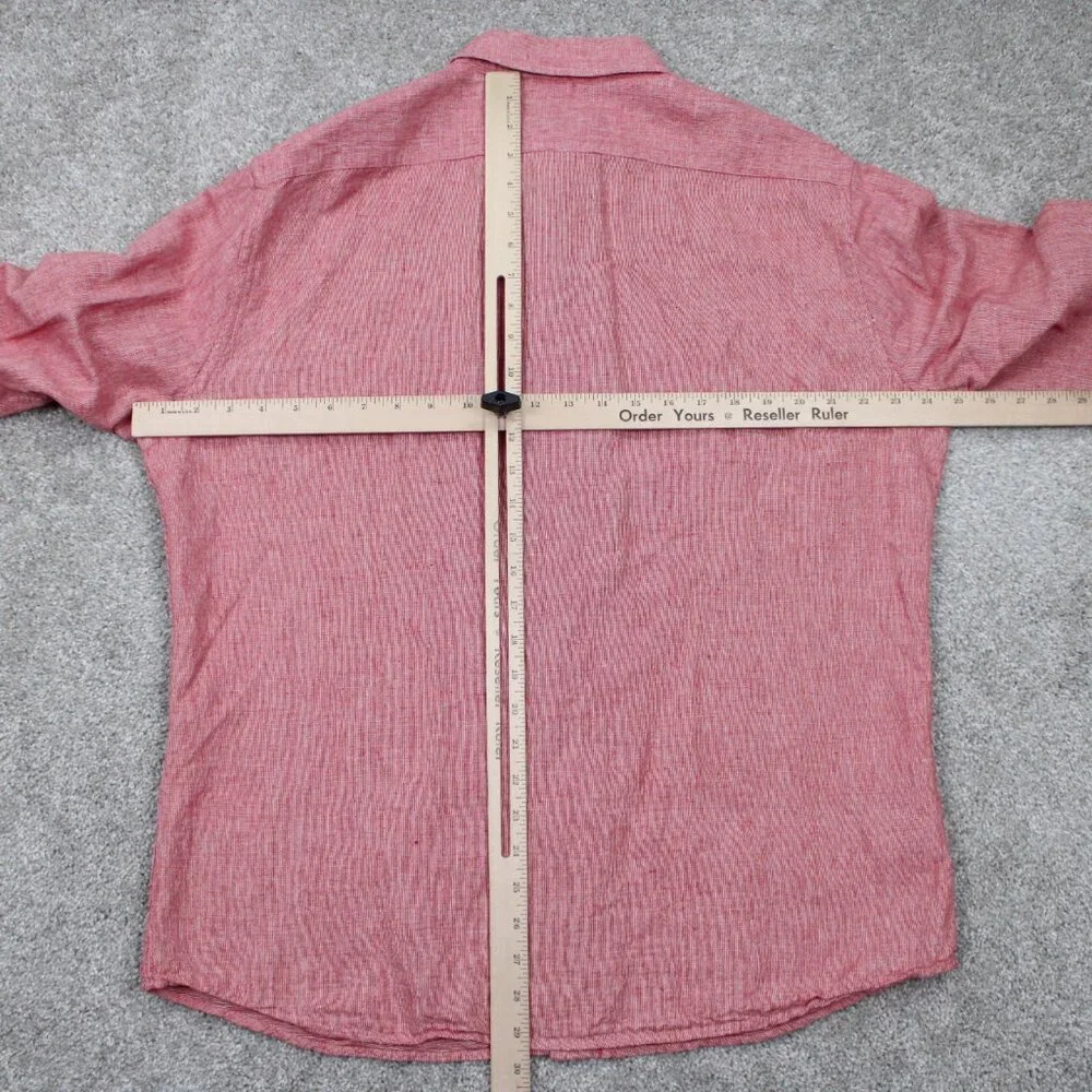 Banana Republic Shirt Adult Large Red Untucked Fit Linen/Cotton Blend L/S Button